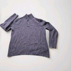 Banana Republic Sweater Mens L Plum LS Mock Neck Merino Wool Classic Cottagecore